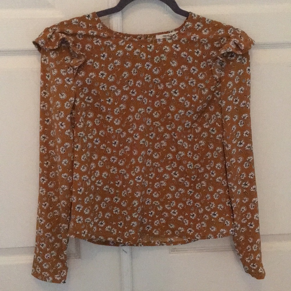 mustard yellow flower blouse